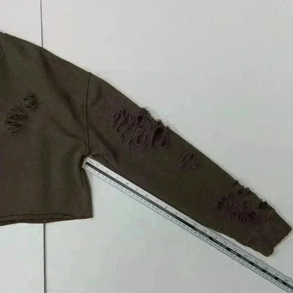 Joe's  women's cropped distressed sweatshirt. - Picture 3 of 9